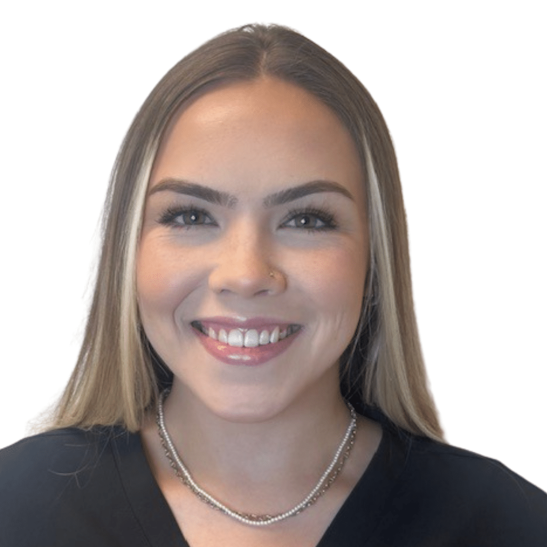 a woman smiling and posing for the camera