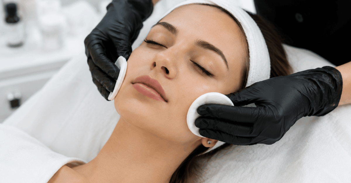 Woman receiving a professional facial treatment
